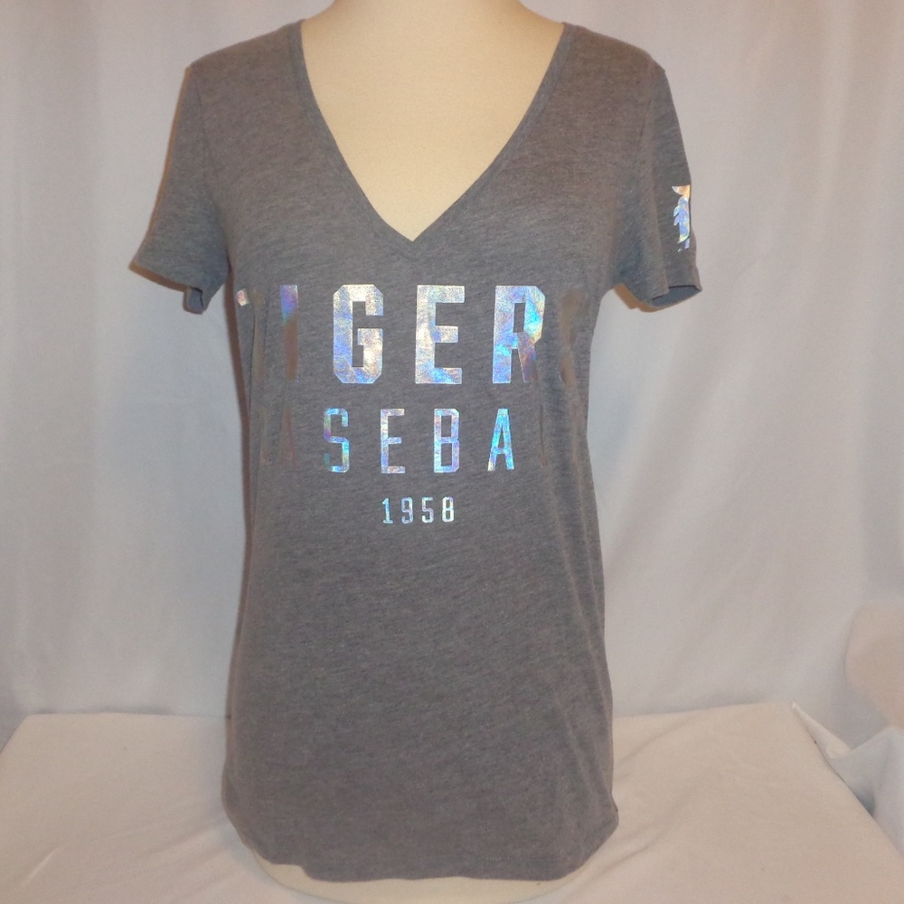 VS Pink S Tee Detroit Tigers Foil Bling Shirt Grey